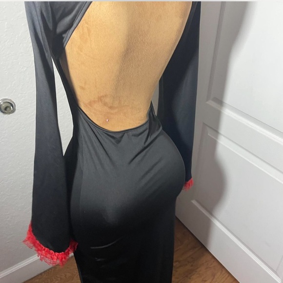 Black Gothic Dress with Red Trim M - Picture 2 of 8